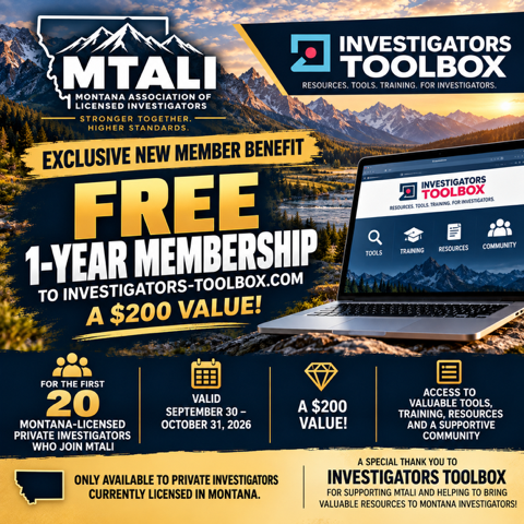 MTALI Exclusive New Member Benefit - Free One-Year Investigators Toolbox Membership